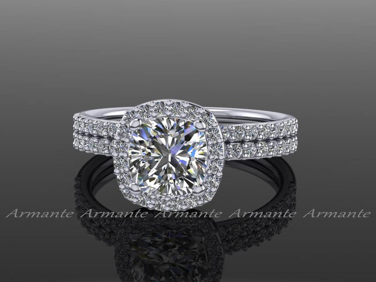 Forever Brilliant Moissanite & Diamond Engagement Ring Set