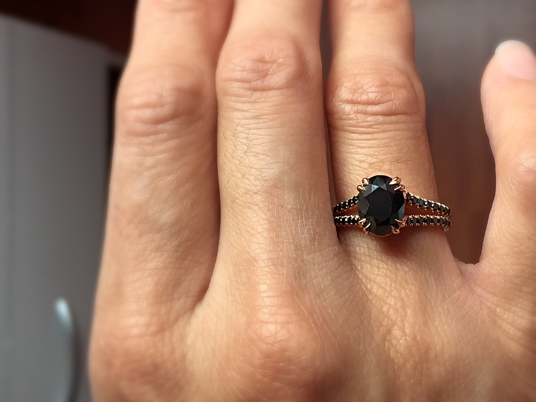 Oval Black Diamond Ring