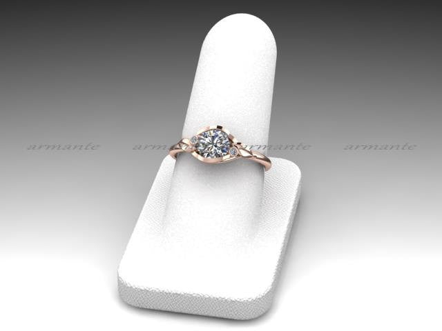 Moissanite And Diamond Ring, Unique Floral Engagement Ring