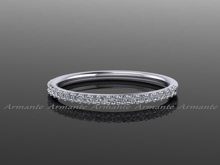 Moissanite Diamond Halo Engagement Ring Set 14K White Gold