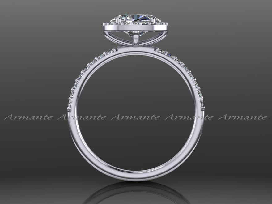 Unique Oval Moissanite & Diamond Engagement Ring
