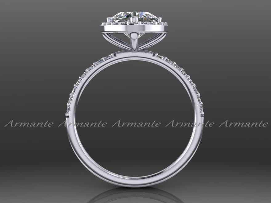 Diamond And Moissanite Engagement Ring 14K White Gold