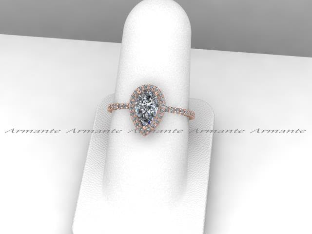Pear Moissanite Wedding Ring Rose Gold Diamond Bridal Ring