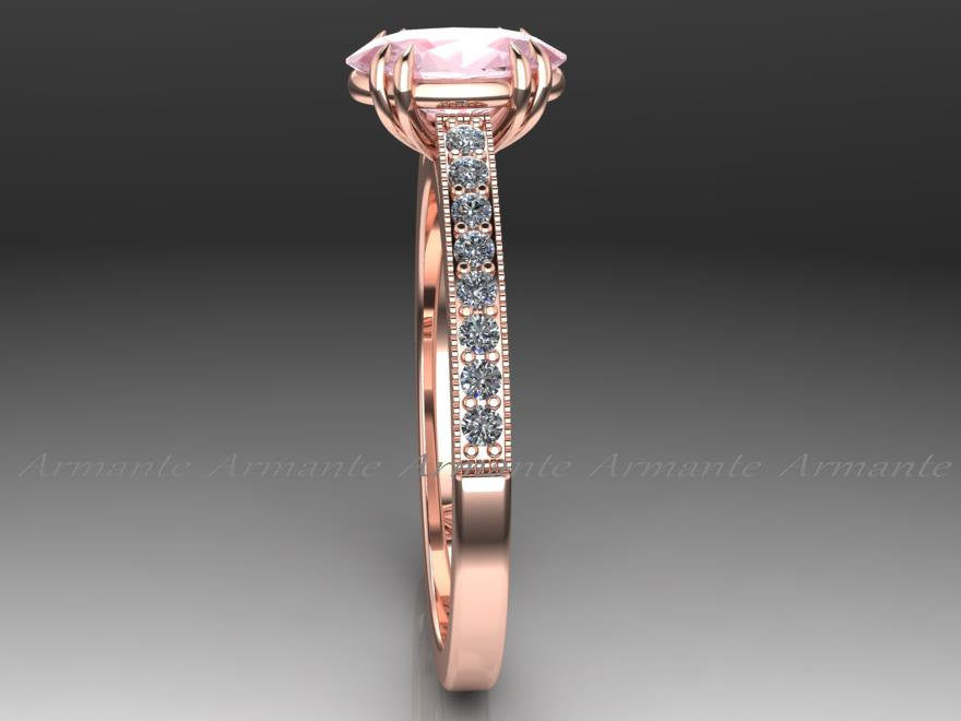 Oval Morganite & Diamond Engagement Ring