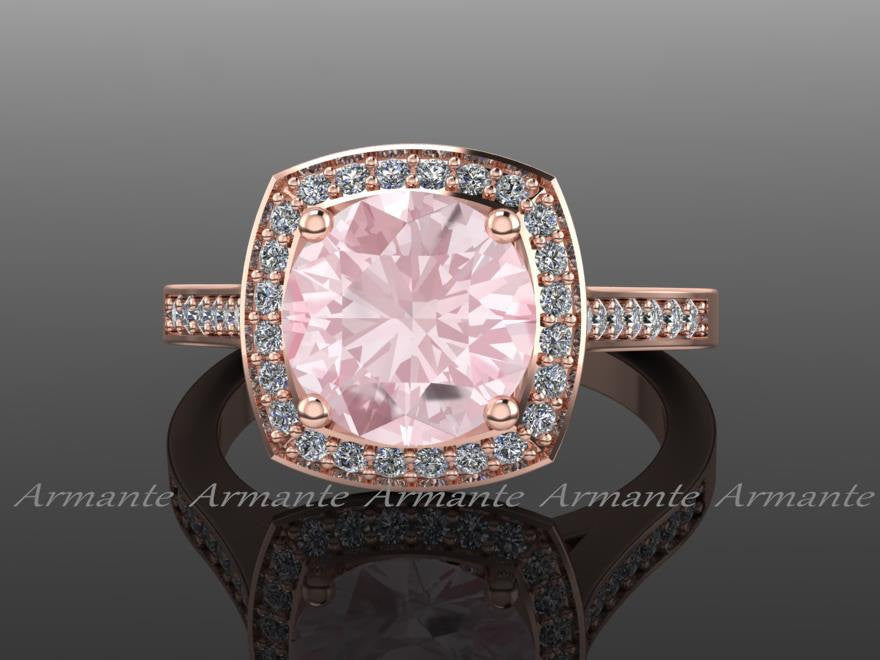 Morganite & Diamond Rose Gold Vintage Style Ring