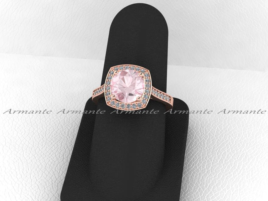 Morganite & Diamond Rose Gold Vintage Style Ring