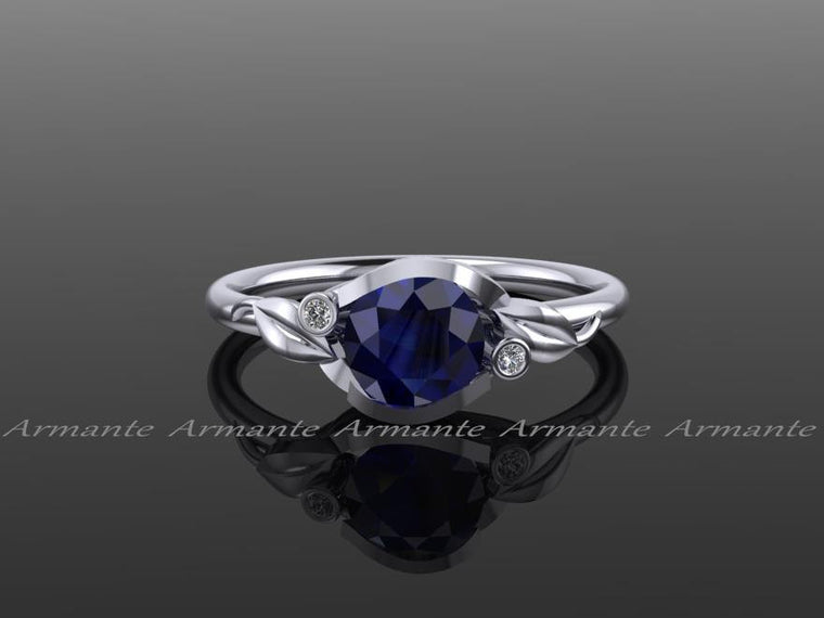 Floral Sapphire Engagement Ring