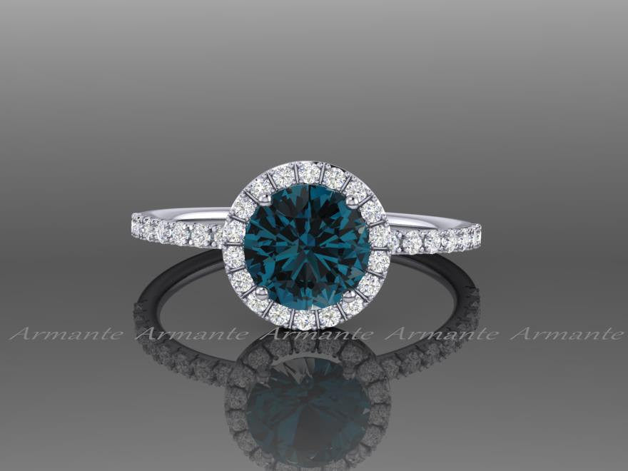 London Blue Topaz And White Sapphire White Gold Wedding Ring