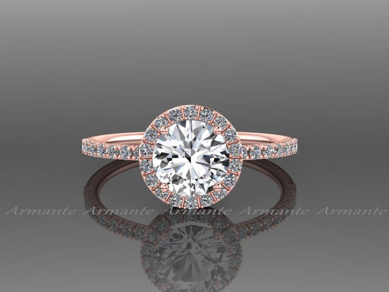 Rose Gold White Sapphire Engagement Ring