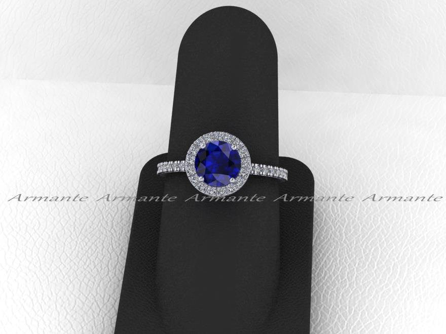 Lab Grown Blue Sapphire Engagement Ring, Diamond Free Ring