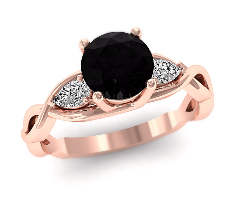 Rose Gold Black And White Diamond Wedding Ring