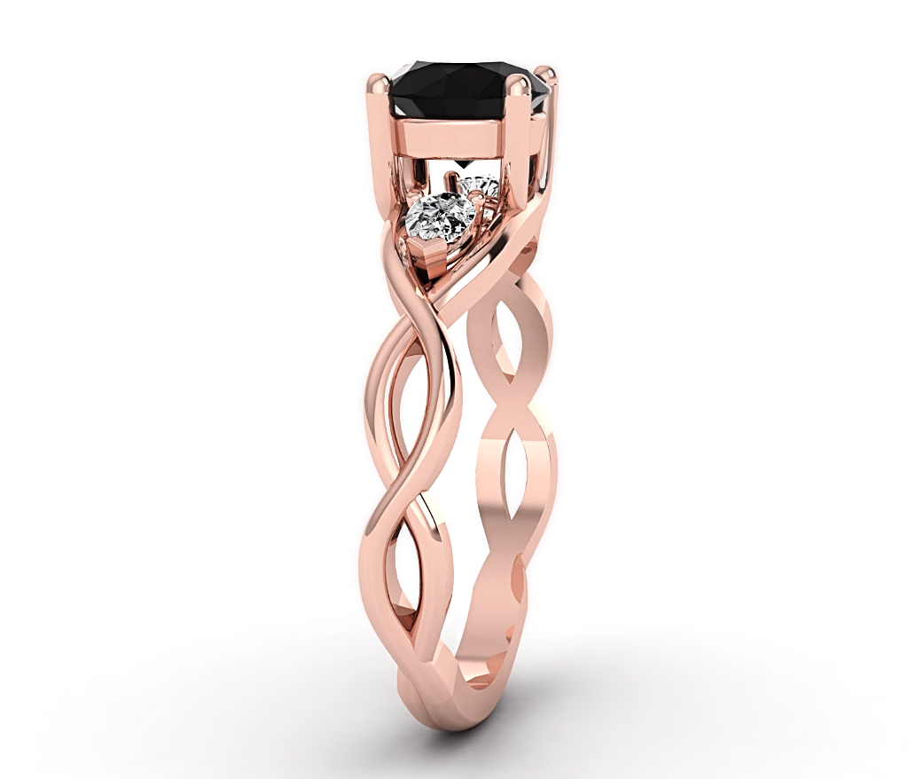 Rose Gold Black And White Diamond Wedding Ring