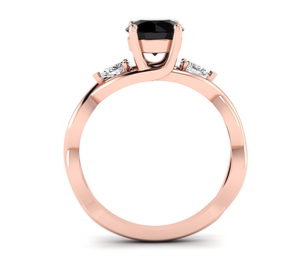Rose Gold Black And White Diamond Wedding Ring