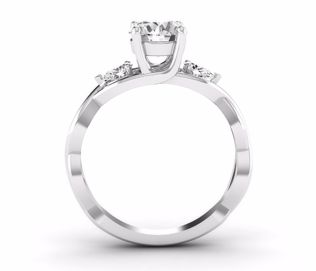 Moissanite & Diamond 3 Stone Engagement Ring