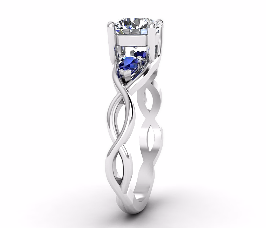 Pear Cut Sapphire & Moissanite Wedding Ring