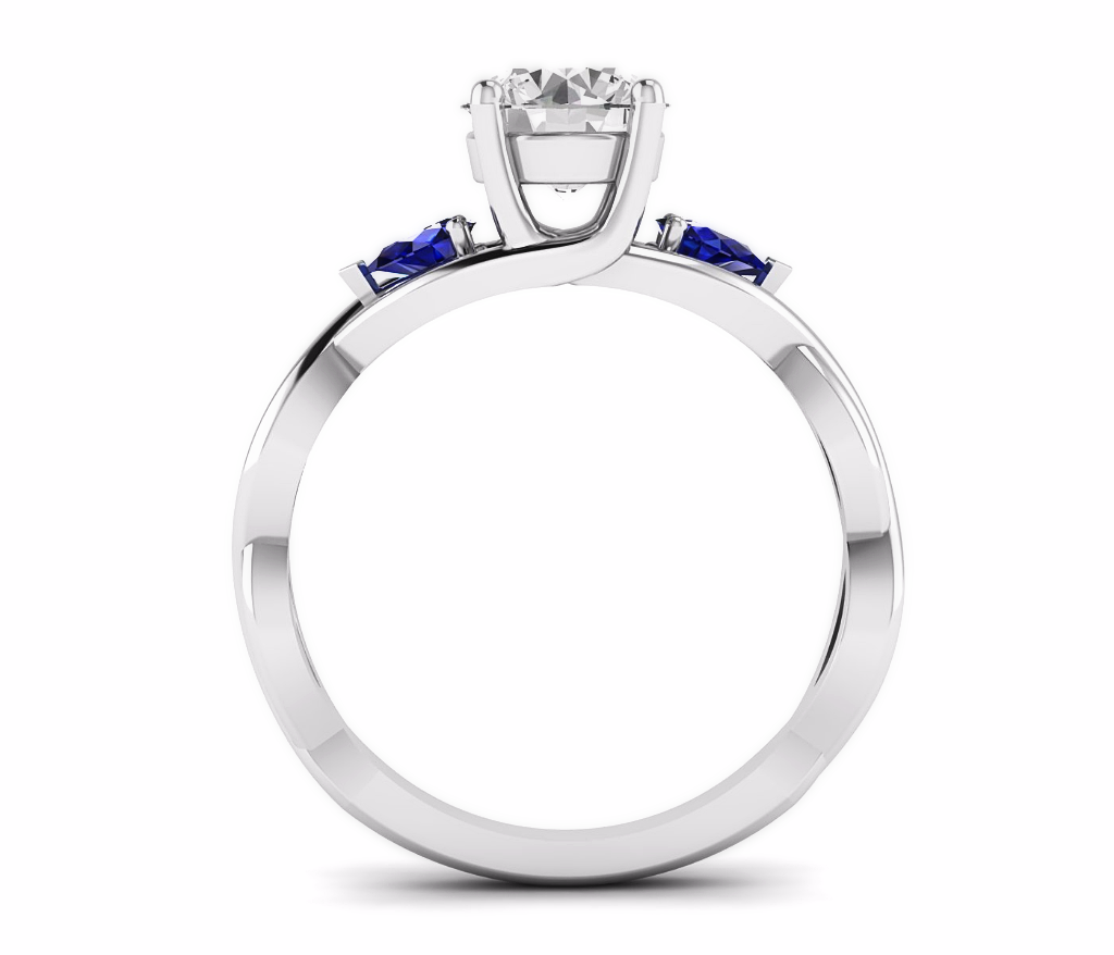 Pear Cut Sapphire & Moissanite Wedding Ring