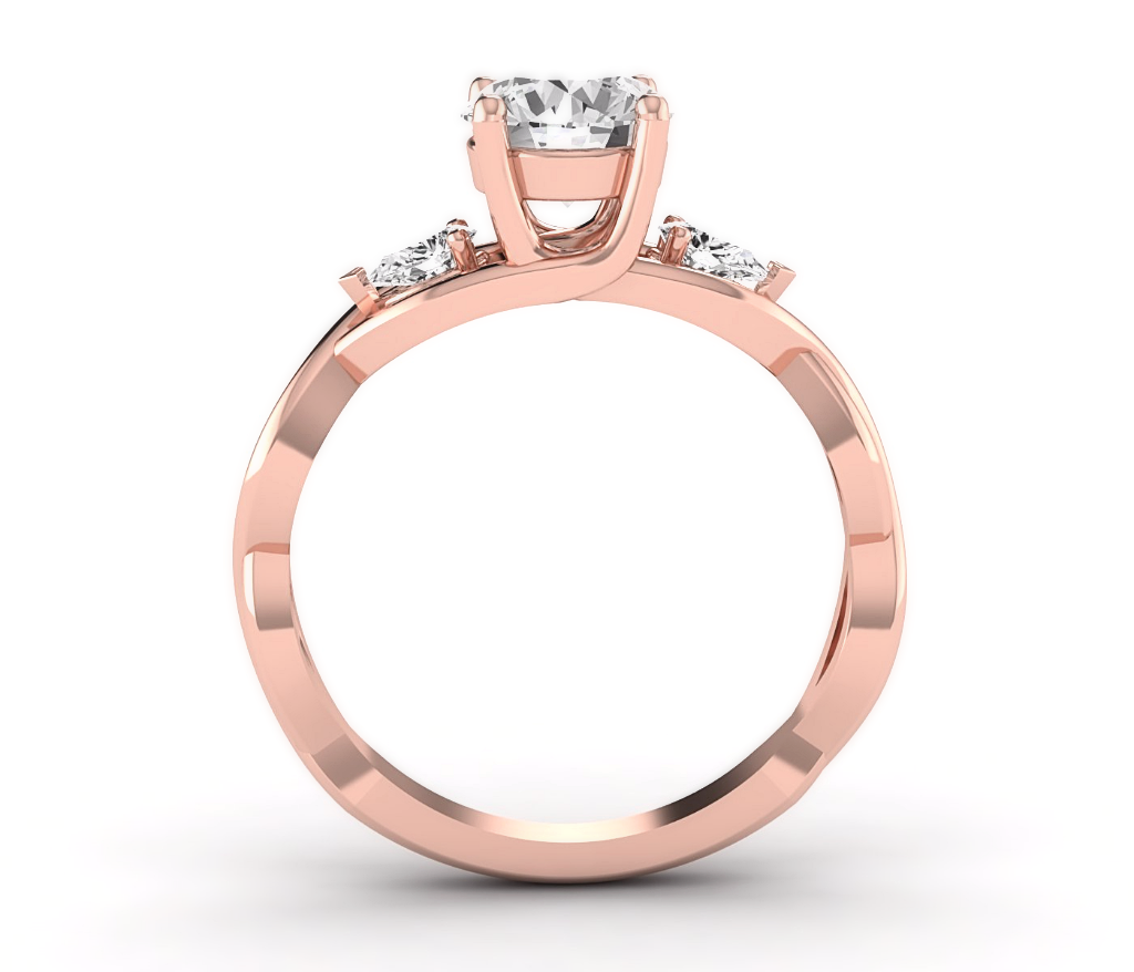 Rose Gold Moissanite & Diamond 3 Stone Engagement Ring