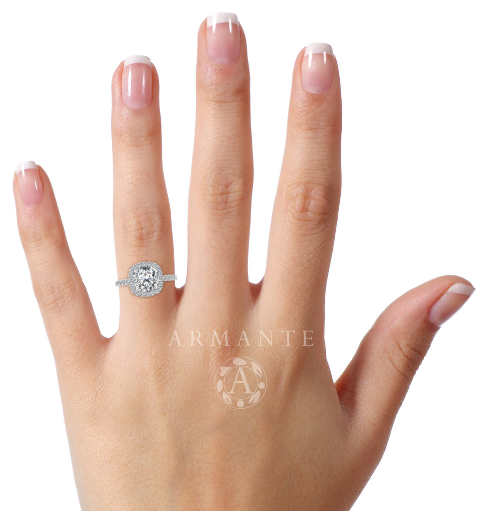 Cushion Halo Forever One Moissanite Ring