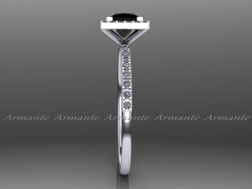 Black Diamond Princess Cut Engagement Ring