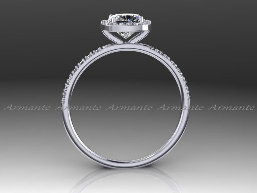 Halo Diamond Moissanite Engagement Ring Cushion Cut Ring