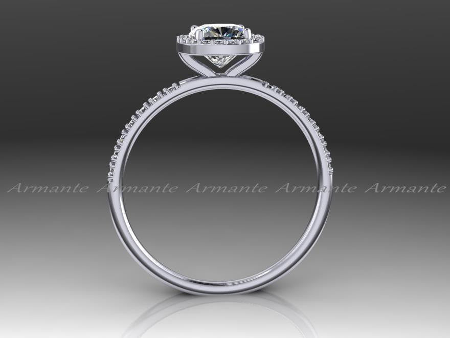 Halo Diamond Moissanite Engagement Ring Cushion Cut Ring