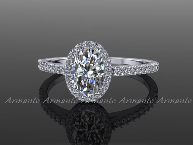 Forever One Oval Moissanite & Diamond Engagement Ring