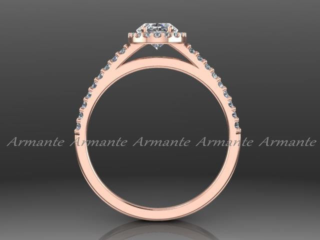 Rose Gold Forever One Oval Moissanite & Diamond Wedding Ring