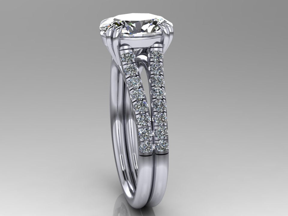 18K White Gold Oval Cut Engagement Ring