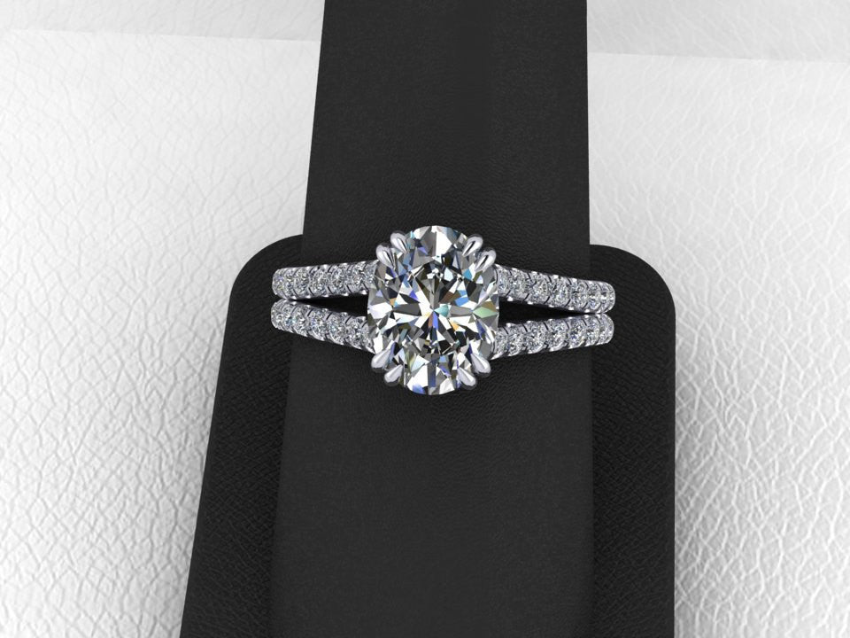 18K White Gold Oval Cut Engagement Ring