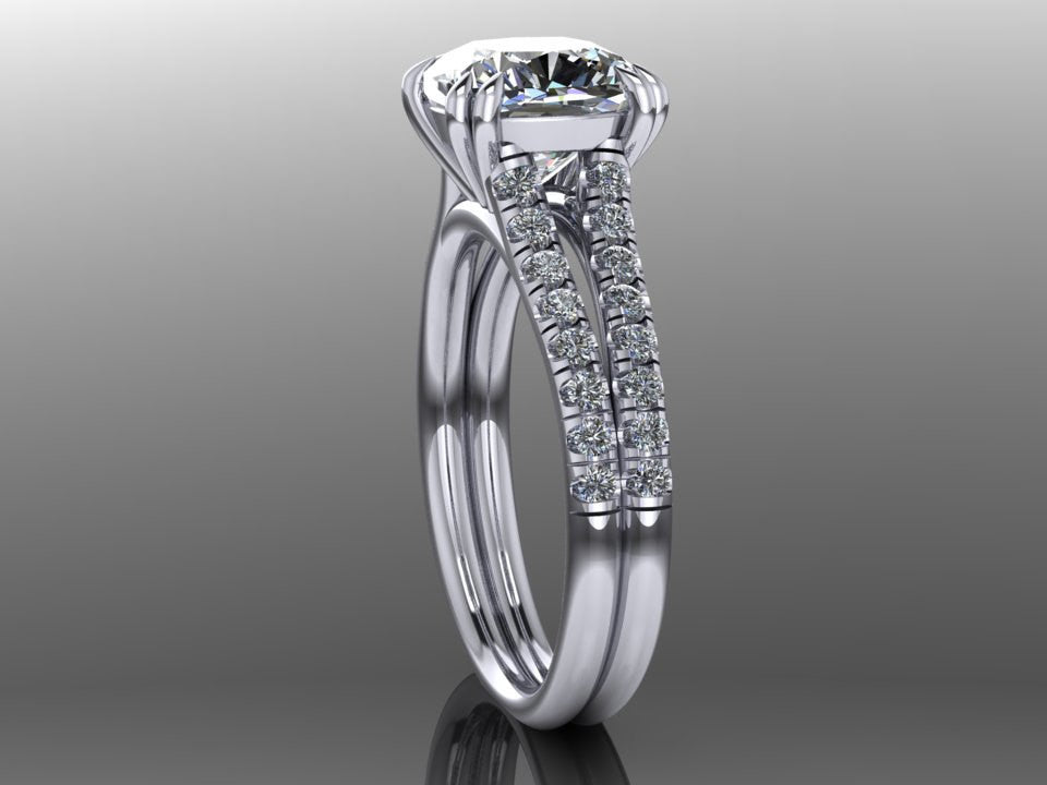 Forever One Moissanite & Diamond Engagement Ring White Gold