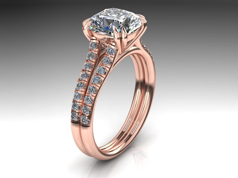Cushion Cut Moissanite 18K Rose Gold Wedding Ring