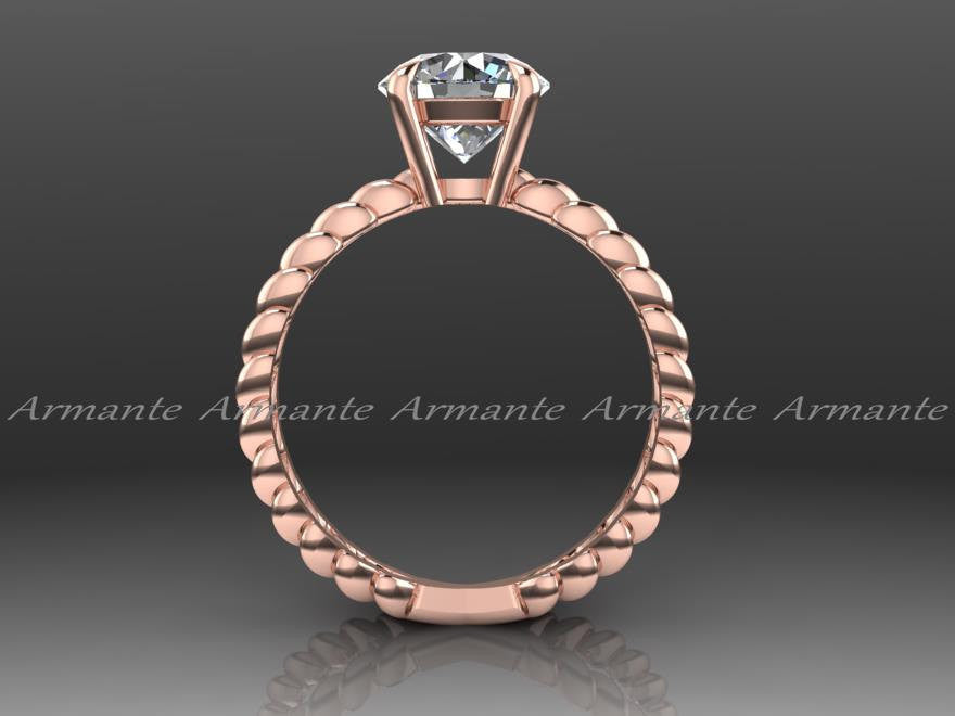 Forever One Round Moissanite Solitaire Ring, 14K Rose Gold