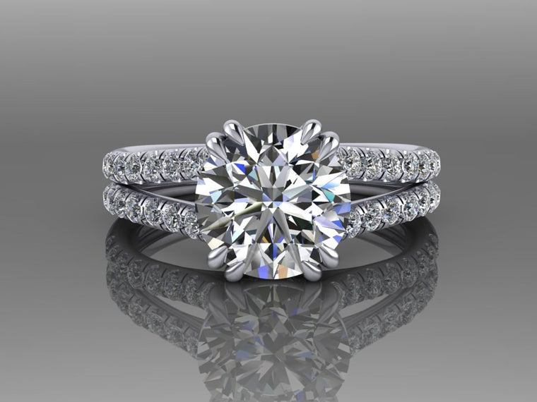 Round Forever One Moissanite and Diamond Engagement Ring