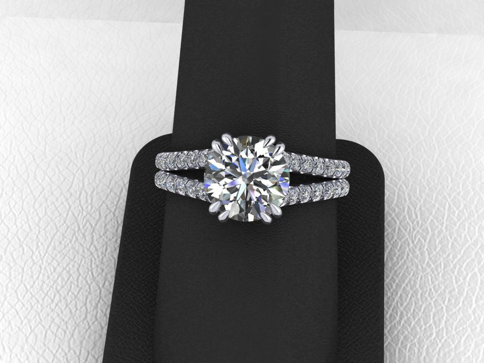 Round Forever One Moissanite and Diamond Engagement Ring