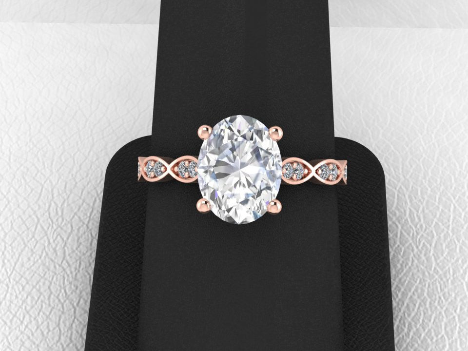 Oval Forever One Moissanite Engagement Ring 14K Rose Gold