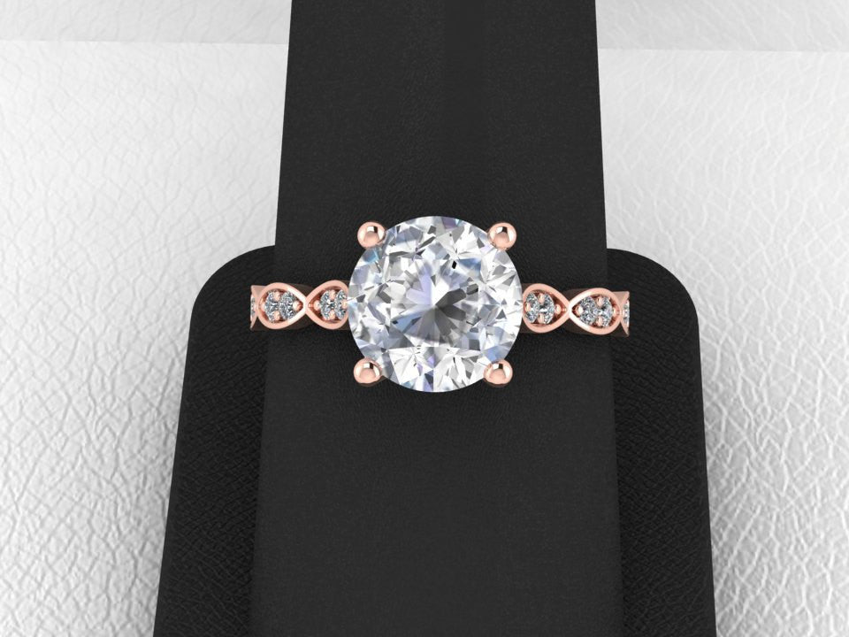 Leaves 14K Rose Gold Moissanite Diamond Engagement Ring