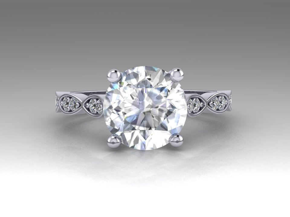 Forever One Moissanite & Diamond Solitaire Engagement Ring