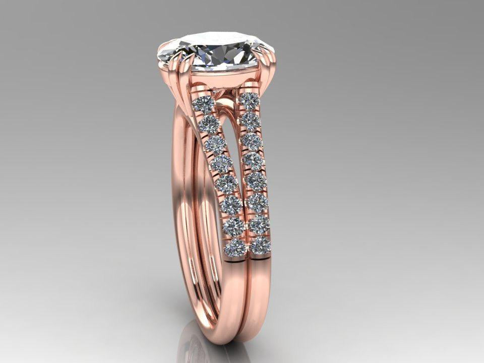 Oval Cut Engagement Ring, 18K Rose Gold