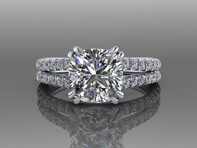 Forever One Moissanite & Diamond Engagement Ring White Gold