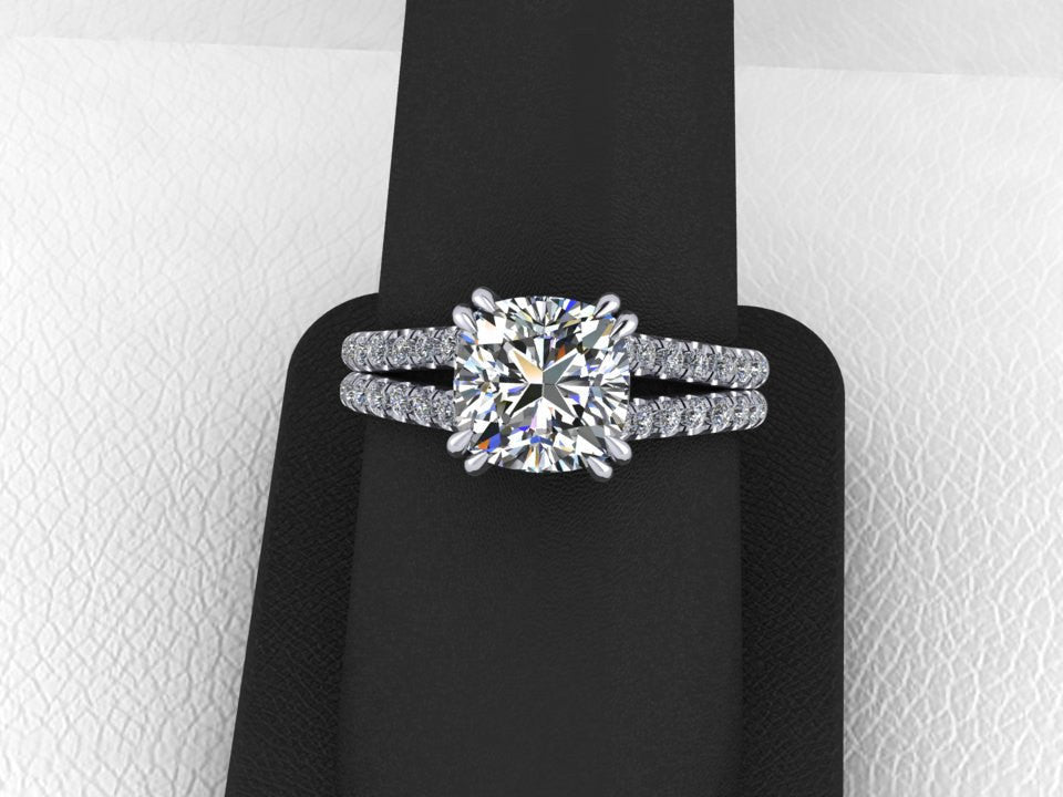 Forever One Moissanite & Diamond Engagement Ring White Gold