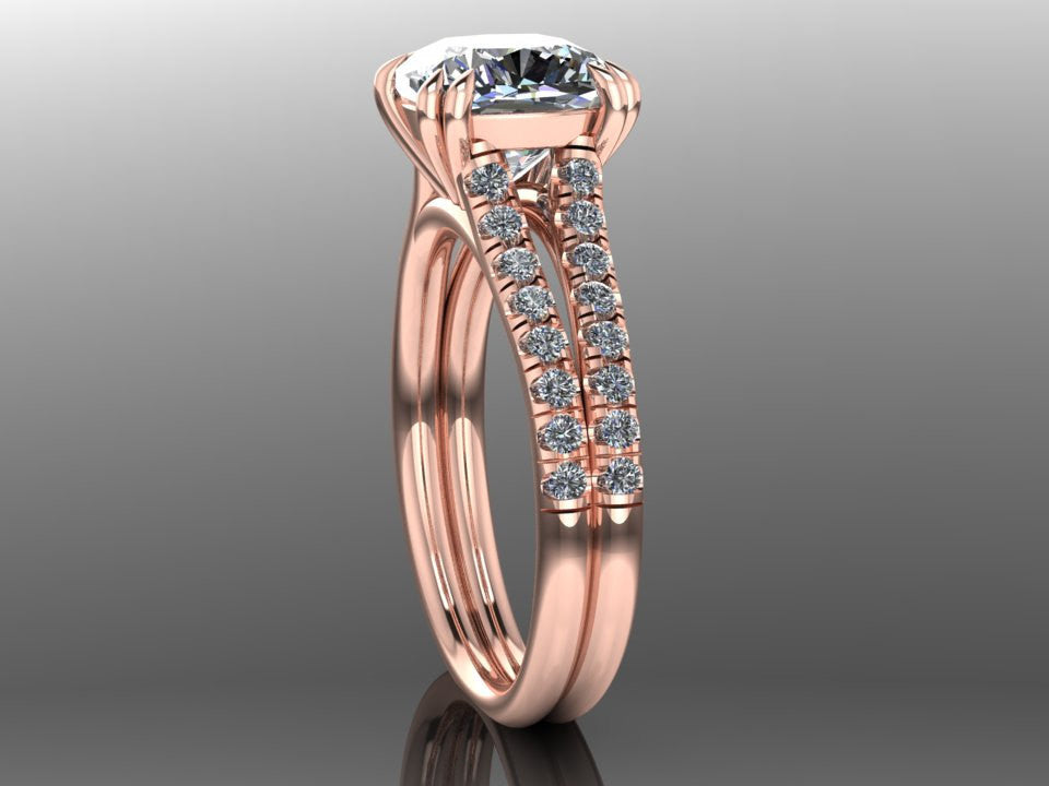 Cushion Cut Moissanite 18K Rose Gold Wedding Ring