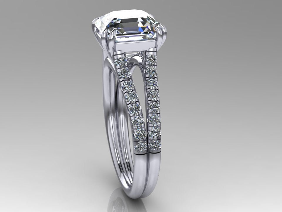 Forever One Moissanite Wedding Ring Split Shank Diamond Ring