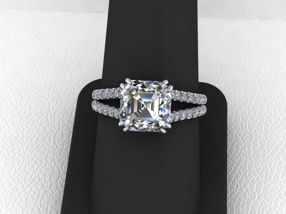 Forever One Moissanite Wedding Ring Split Shank Diamond Ring