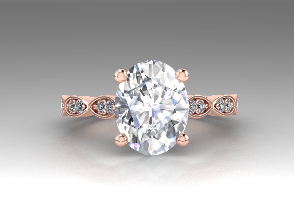 Oval Forever One Moissanite Engagement Ring 14K Rose Gold