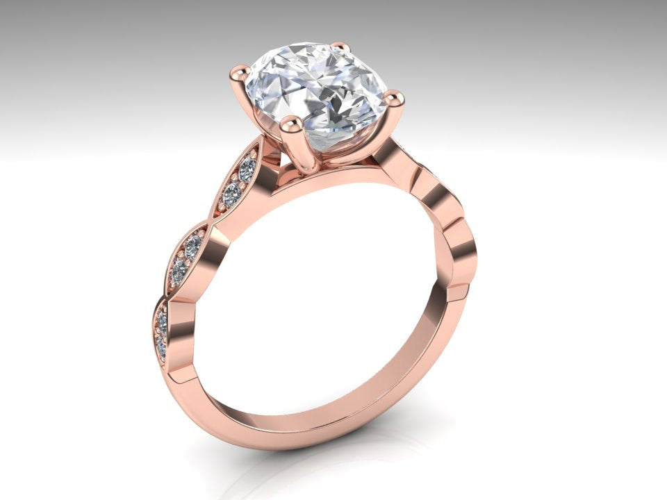 Oval Forever One Moissanite Engagement Ring 14K Rose Gold