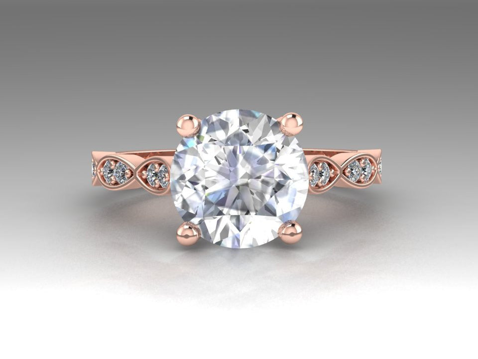 Leaves 14K Rose Gold Moissanite Diamond Engagement Ring
