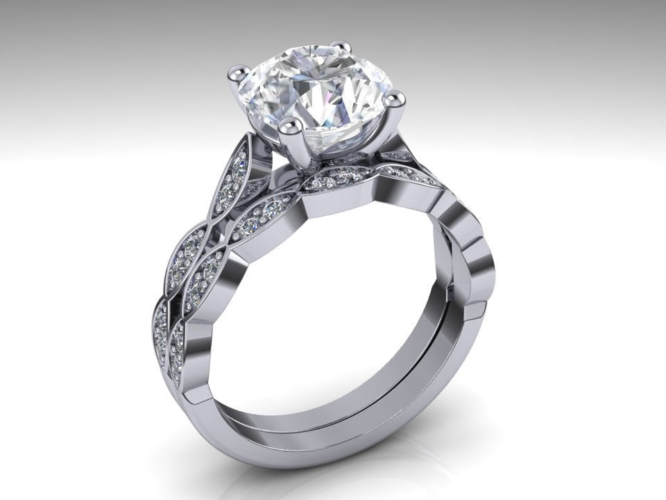 Forever One Moissanite Wedding Rings Set