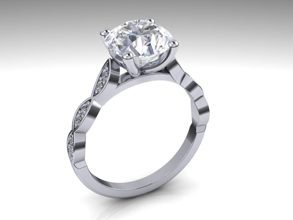 Forever One Moissanite & Diamond Solitaire Engagement Ring