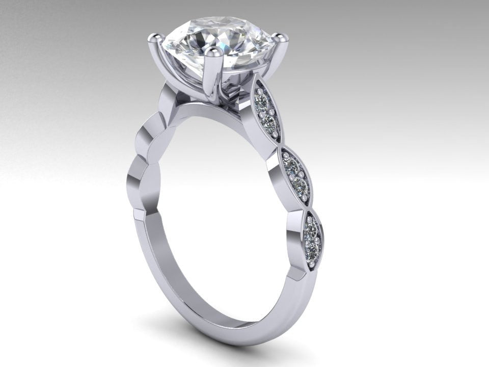 Forever One Moissanite & Diamond Solitaire Engagement Ring