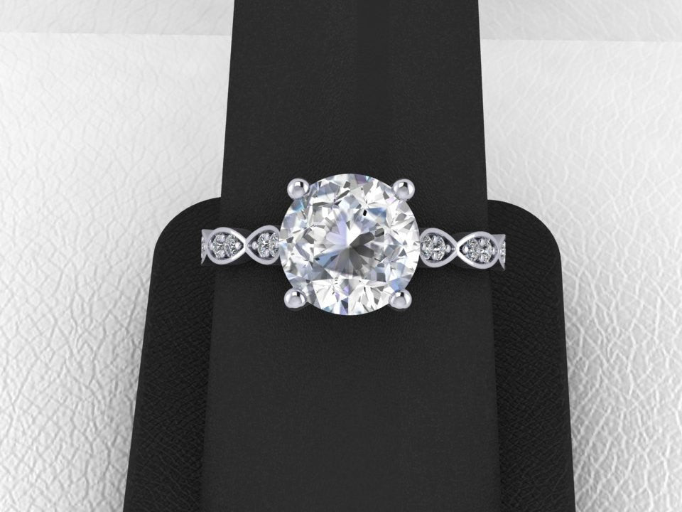 Forever One Moissanite & Diamond Solitaire Engagement Ring